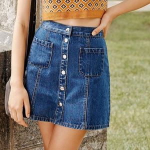 BDG Snap Button Front A-Line Denim Skirt